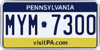 PA license plate MYM7300