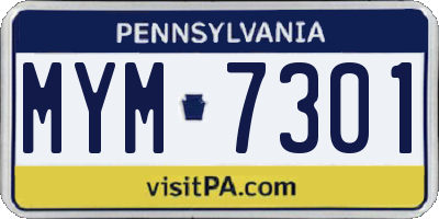 PA license plate MYM7301