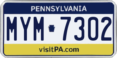 PA license plate MYM7302