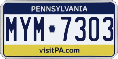 PA license plate MYM7303