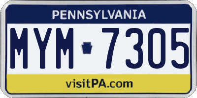 PA license plate MYM7305