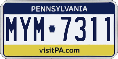 PA license plate MYM7311