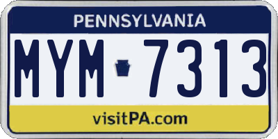 PA license plate MYM7313
