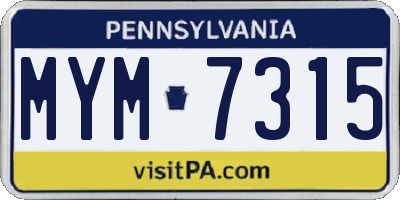 PA license plate MYM7315