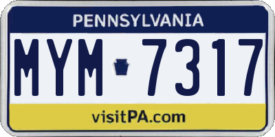 PA license plate MYM7317