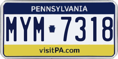 PA license plate MYM7318