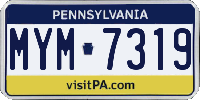 PA license plate MYM7319