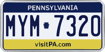 PA license plate MYM7320