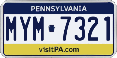 PA license plate MYM7321