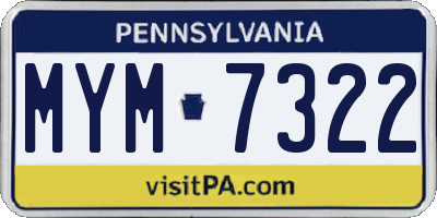 PA license plate MYM7322