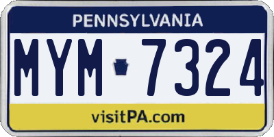 PA license plate MYM7324