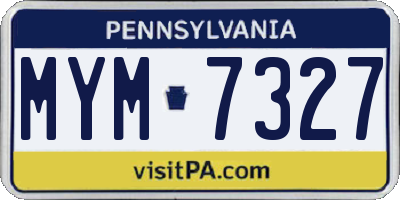 PA license plate MYM7327