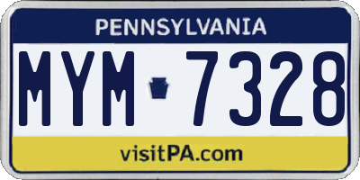 PA license plate MYM7328