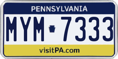 PA license plate MYM7333