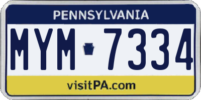 PA license plate MYM7334