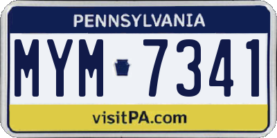 PA license plate MYM7341