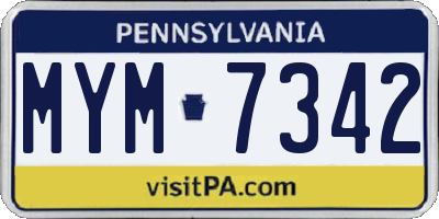 PA license plate MYM7342