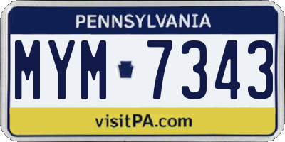 PA license plate MYM7343