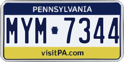 PA license plate MYM7344