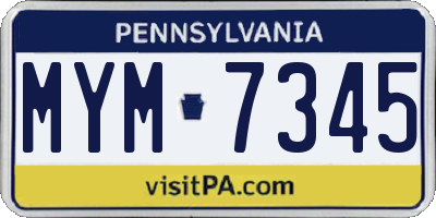 PA license plate MYM7345