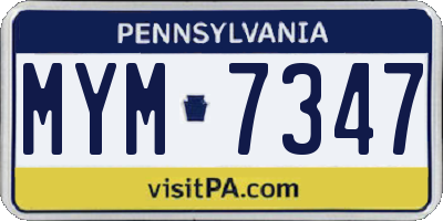 PA license plate MYM7347