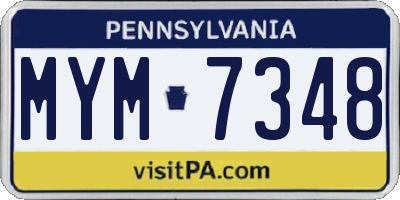 PA license plate MYM7348