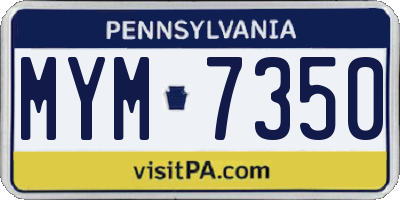 PA license plate MYM7350