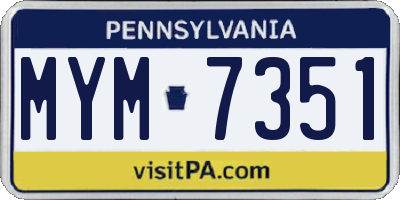 PA license plate MYM7351