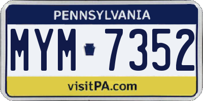 PA license plate MYM7352