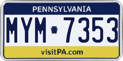 PA license plate MYM7353