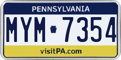 PA license plate MYM7354