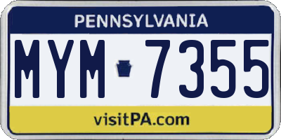 PA license plate MYM7355