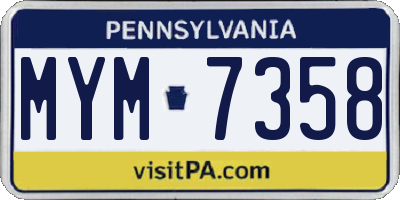 PA license plate MYM7358