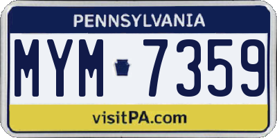 PA license plate MYM7359