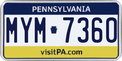 PA license plate MYM7360