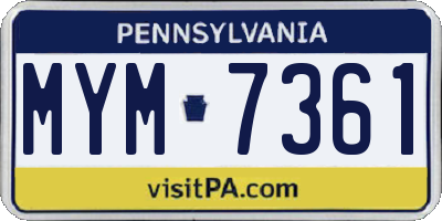 PA license plate MYM7361