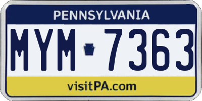 PA license plate MYM7363
