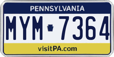 PA license plate MYM7364