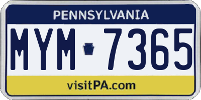 PA license plate MYM7365