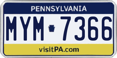 PA license plate MYM7366