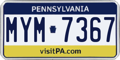 PA license plate MYM7367