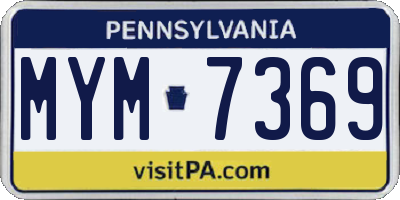PA license plate MYM7369