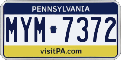 PA license plate MYM7372