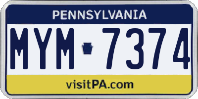 PA license plate MYM7374