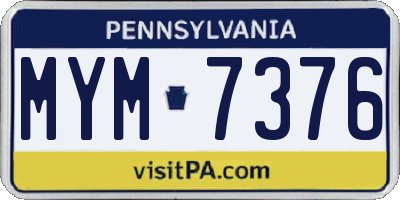PA license plate MYM7376