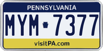 PA license plate MYM7377