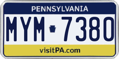 PA license plate MYM7380