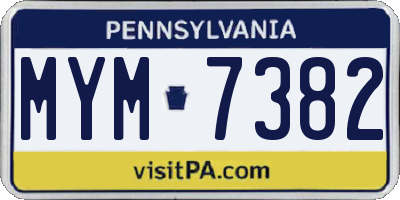 PA license plate MYM7382