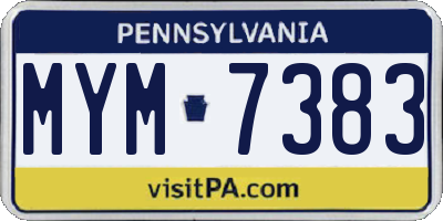 PA license plate MYM7383