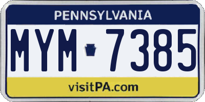 PA license plate MYM7385